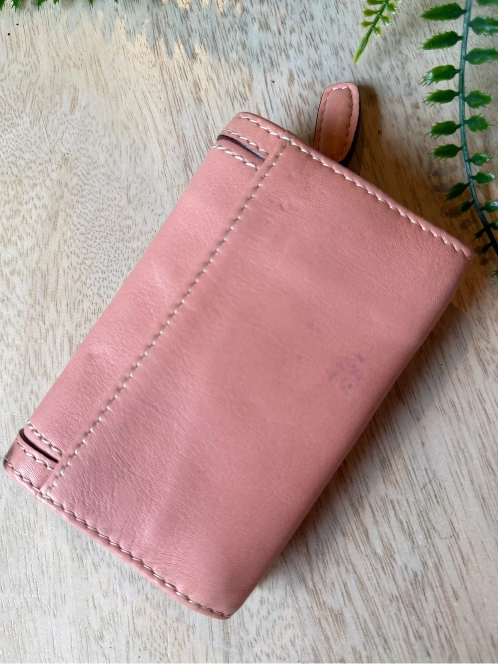 FOSSIL Leather Pink Flap Wallet Never Used Super soft - some marks
